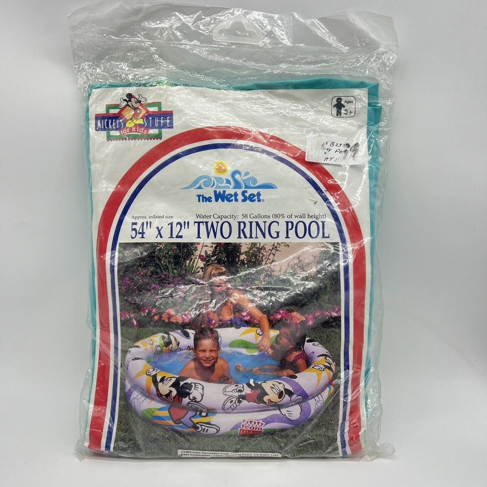 Intex Disney Wet Set Swimming Pool Mickey Two Ring‎ Inflatable 54x12 New 1993